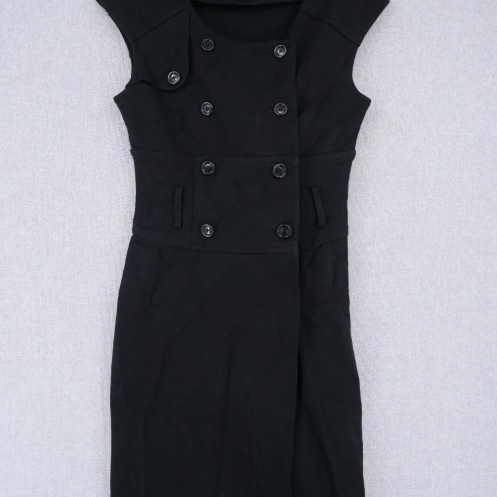 Banana Republic black military dress with double breasted button front size 10